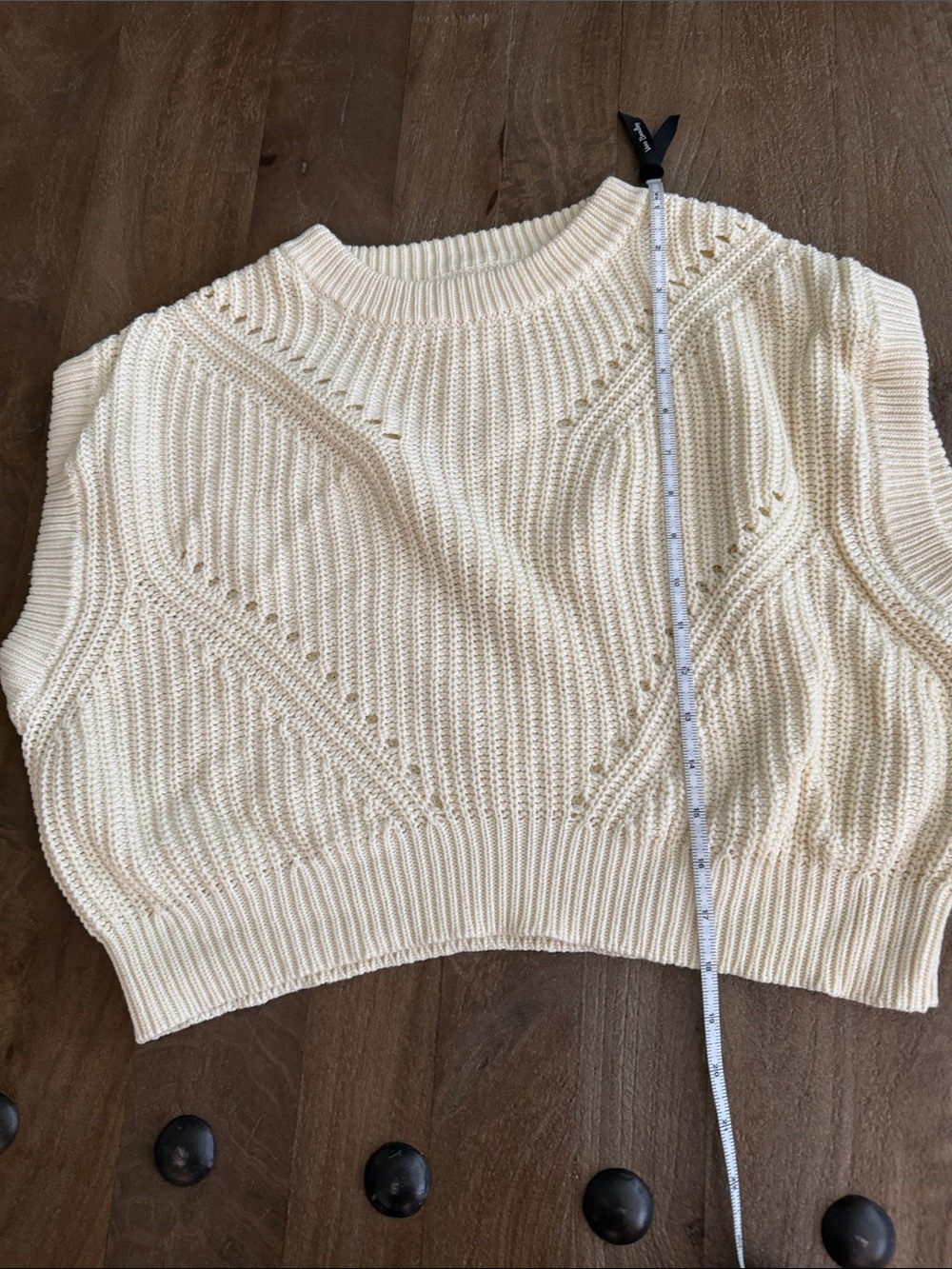 Marine Layer Devon Sweater Vest Chunky Cotton Knit Breathable Cream Medium R83 - Picture 7 of 8